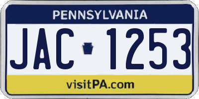 PA license plate JAC1253