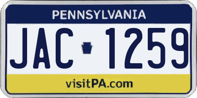 PA license plate JAC1259