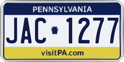 PA license plate JAC1277