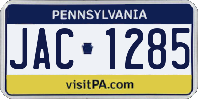 PA license plate JAC1285