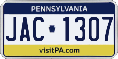 PA license plate JAC1307