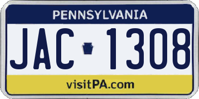 PA license plate JAC1308