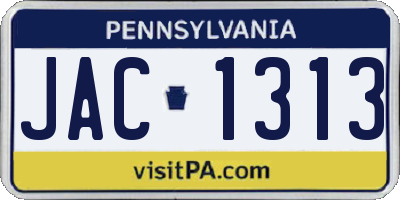 PA license plate JAC1313