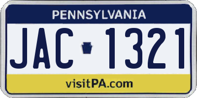 PA license plate JAC1321