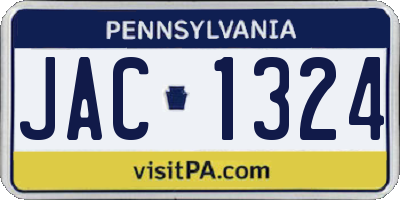 PA license plate JAC1324