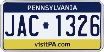 PA license plate JAC1326