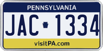 PA license plate JAC1334