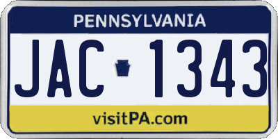 PA license plate JAC1343