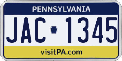 PA license plate JAC1345