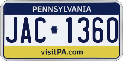 PA license plate JAC1360