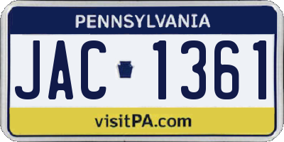 PA license plate JAC1361