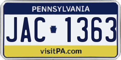 PA license plate JAC1363