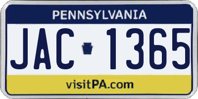 PA license plate JAC1365