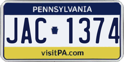 PA license plate JAC1374