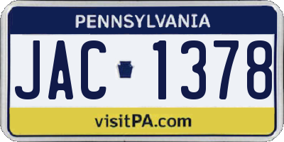 PA license plate JAC1378