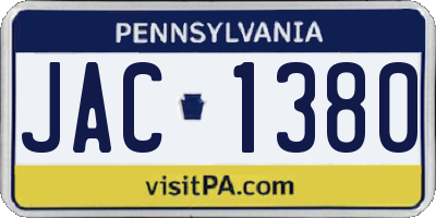 PA license plate JAC1380