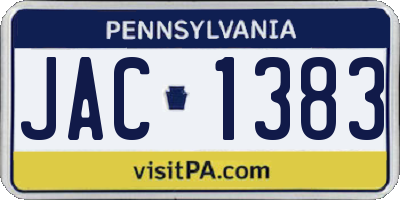 PA license plate JAC1383