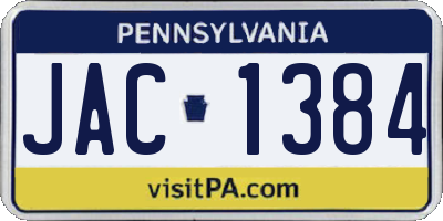 PA license plate JAC1384