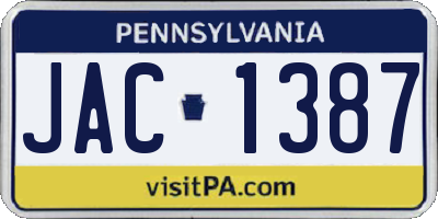 PA license plate JAC1387