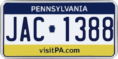 PA license plate JAC1388