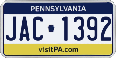 PA license plate JAC1392