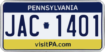 PA license plate JAC1401