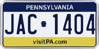 PA license plate JAC1404