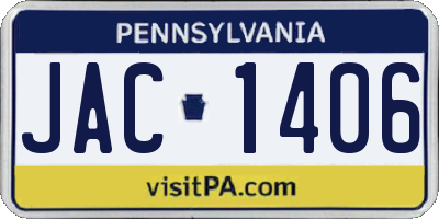 PA license plate JAC1406