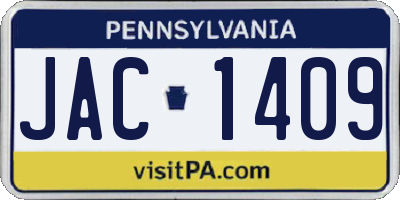 PA license plate JAC1409