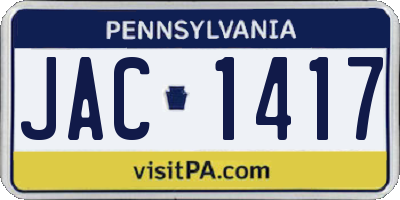 PA license plate JAC1417