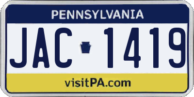 PA license plate JAC1419