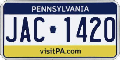 PA license plate JAC1420
