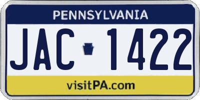 PA license plate JAC1422