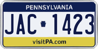 PA license plate JAC1423