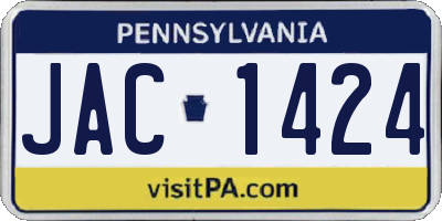 PA license plate JAC1424