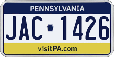 PA license plate JAC1426