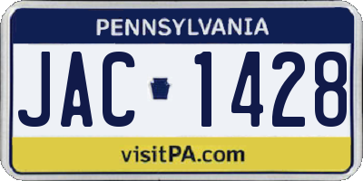 PA license plate JAC1428