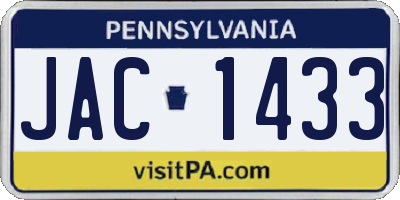 PA license plate JAC1433