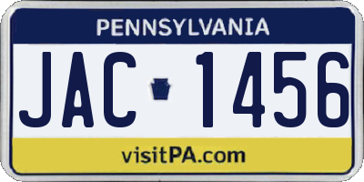 PA license plate JAC1456