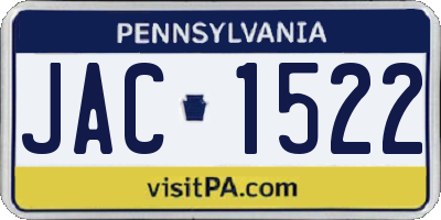 PA license plate JAC1522