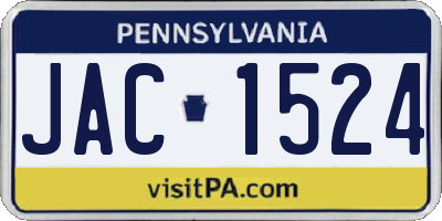 PA license plate JAC1524