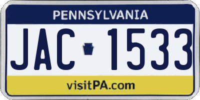 PA license plate JAC1533