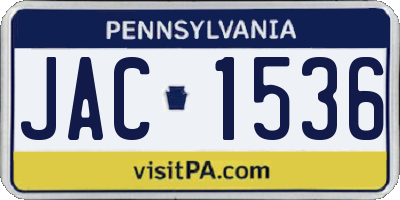 PA license plate JAC1536