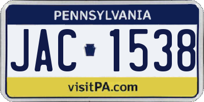 PA license plate JAC1538