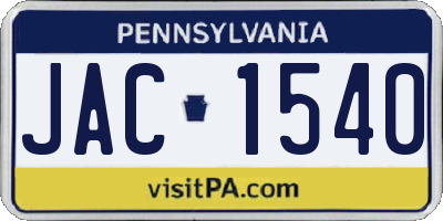 PA license plate JAC1540