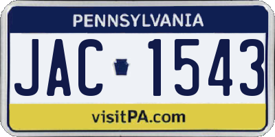 PA license plate JAC1543