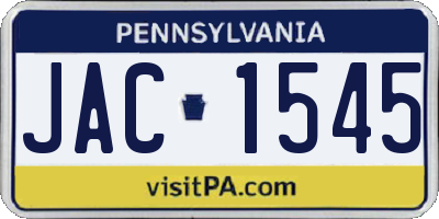 PA license plate JAC1545