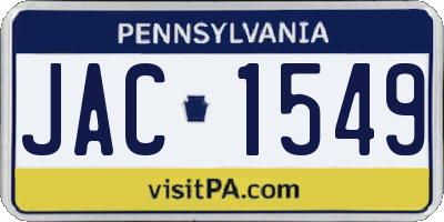 PA license plate JAC1549