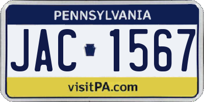 PA license plate JAC1567