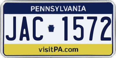 PA license plate JAC1572